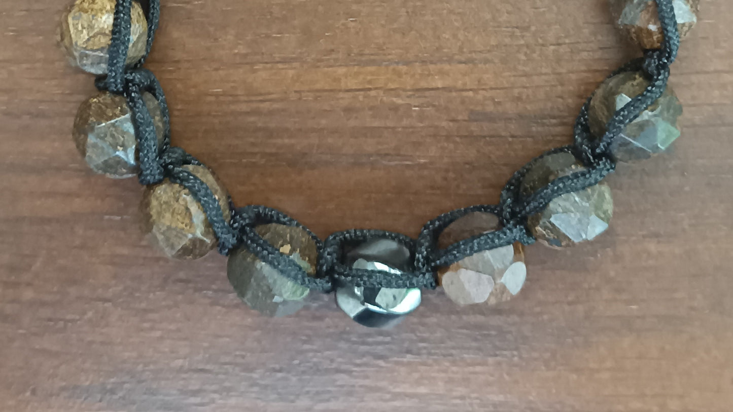 Bracelet d'homme Bronzite facetté avec hématite