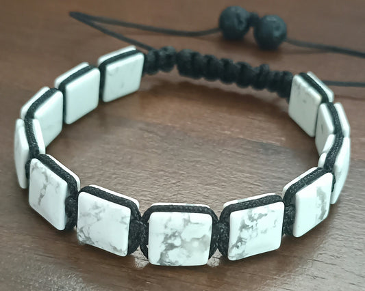 Bracelet d'homme Howlite carré
