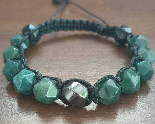 Green moss agate men's bracelet