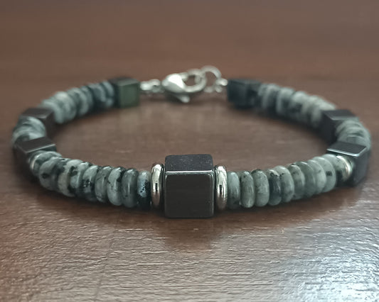 Bracelet d'homme Labradorite et hématite