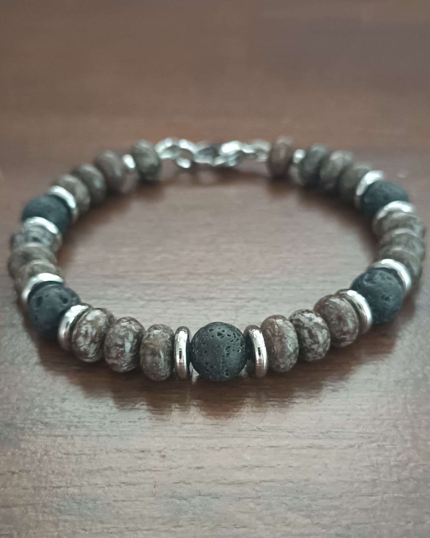 Bracelet d'homme Albâtre marron et lava