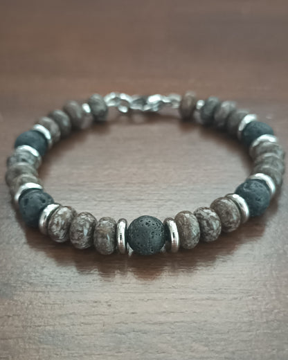 Bracelet d'homme Albâtre marron et lava