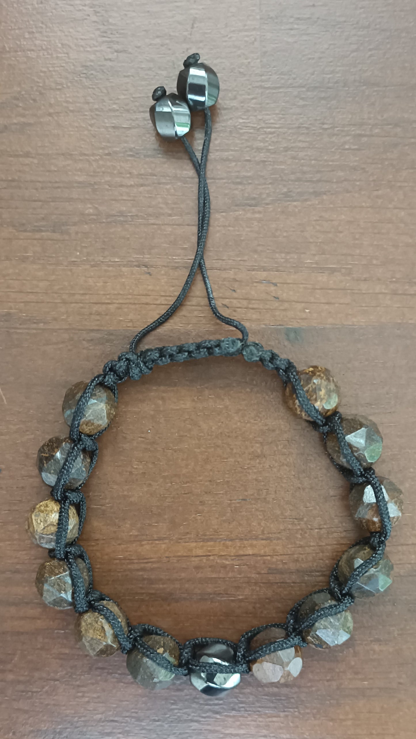 Faceted Bronzite Men's Bracelet with Hematite