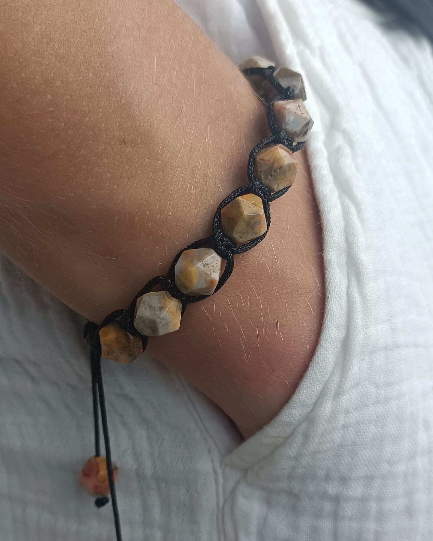 Yellow landscape jade men's bracelet