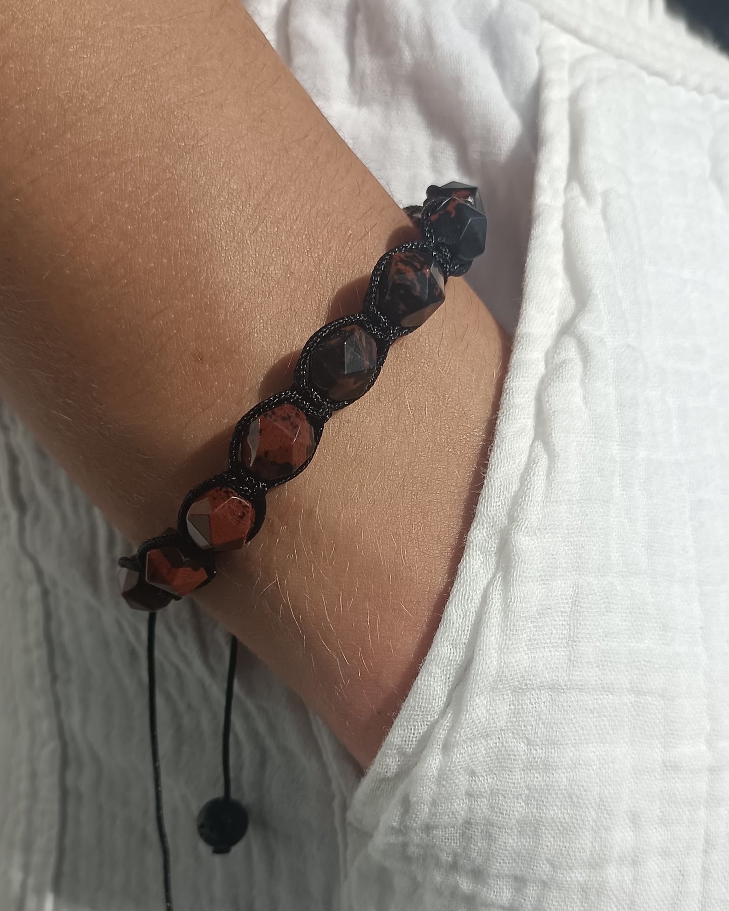 Bracelet d'homme Obsidienne acajou - Mahogany