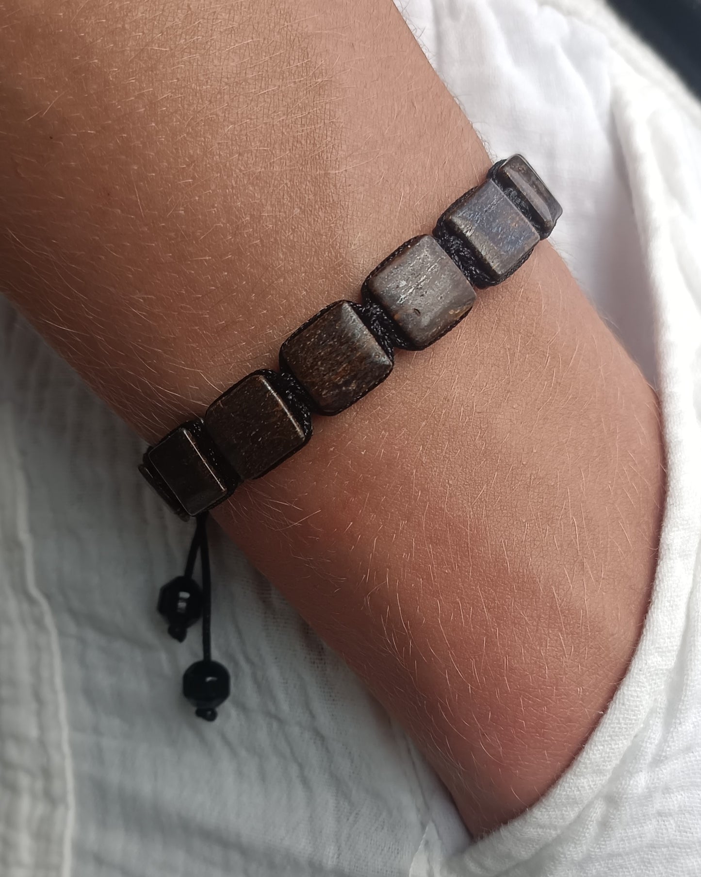 Square Bronzite Men's Bracelet