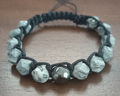 Gray landscape Jasper men's bracelet