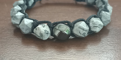 Gray landscape Jasper men's bracelet